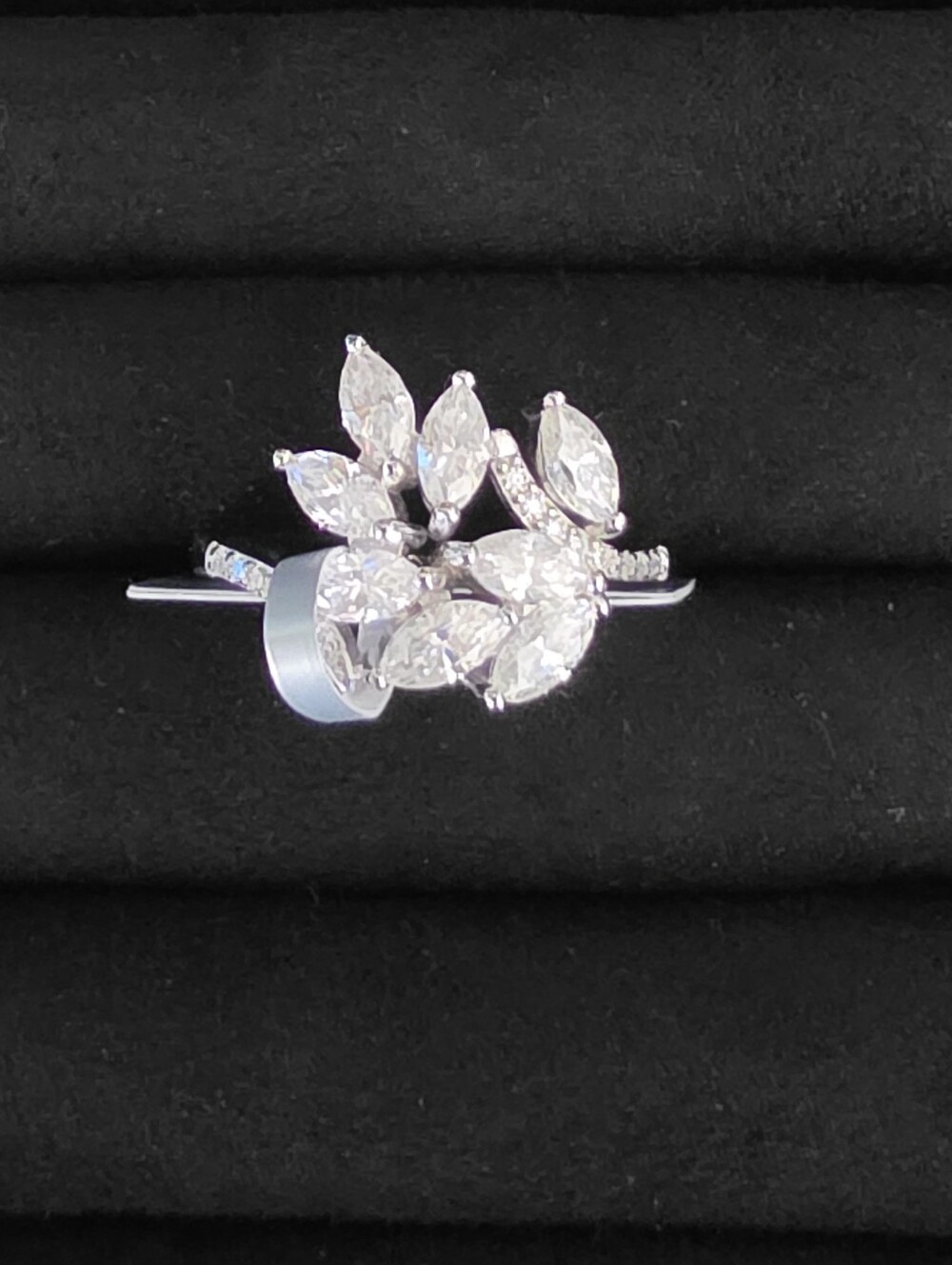Floral Marquise Moissanite Ring - Size 9